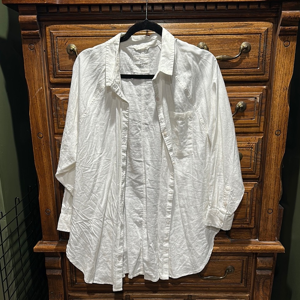 Aerie White Cover Up Button Down